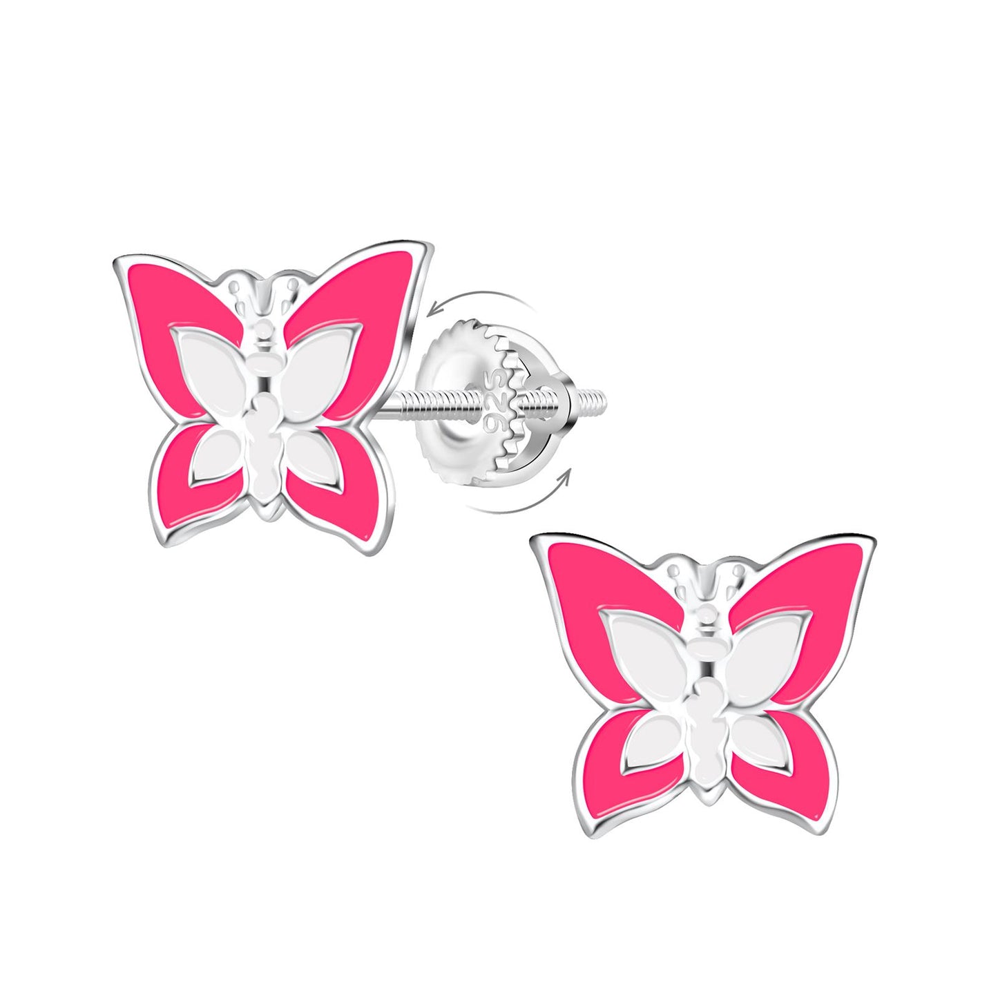 Mädchen Ohrringe Schmetterling Schraubverschluss aus 925 Silber