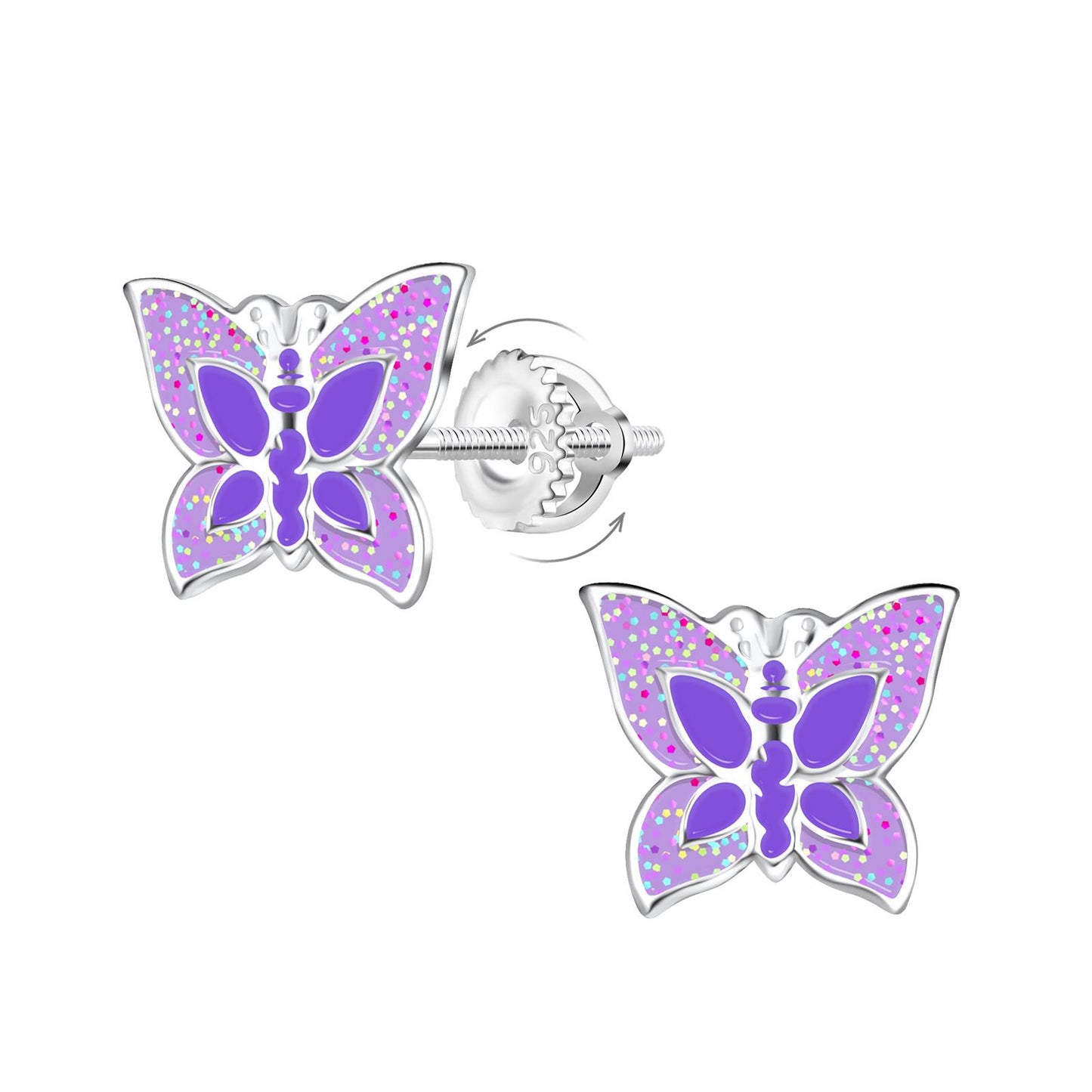 Mädchen Ohrringe Schmetterling Schraubverschluss aus 925 Silber
