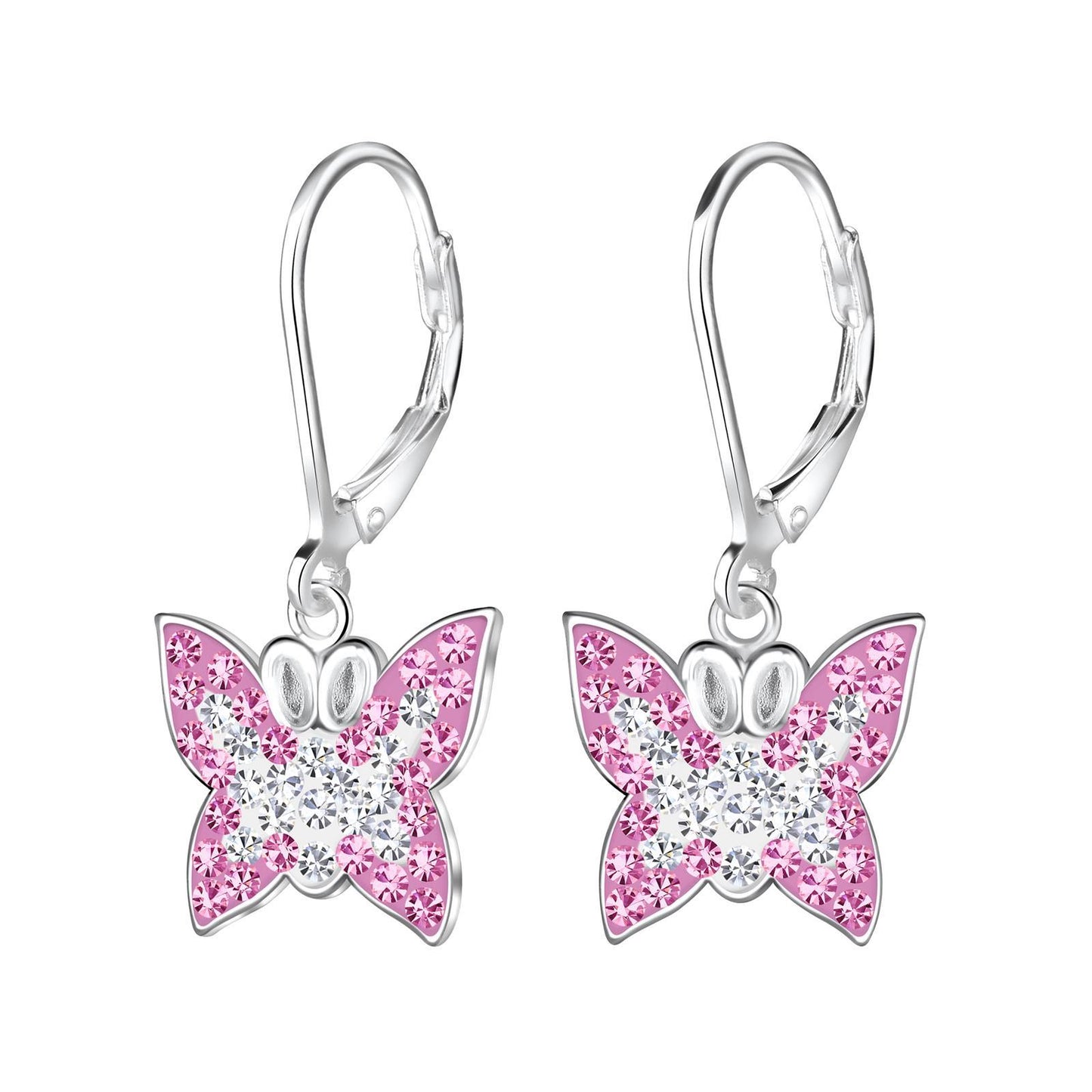 Vlinderoorbellen voor meisjes, gemaakt van 925 zilver.