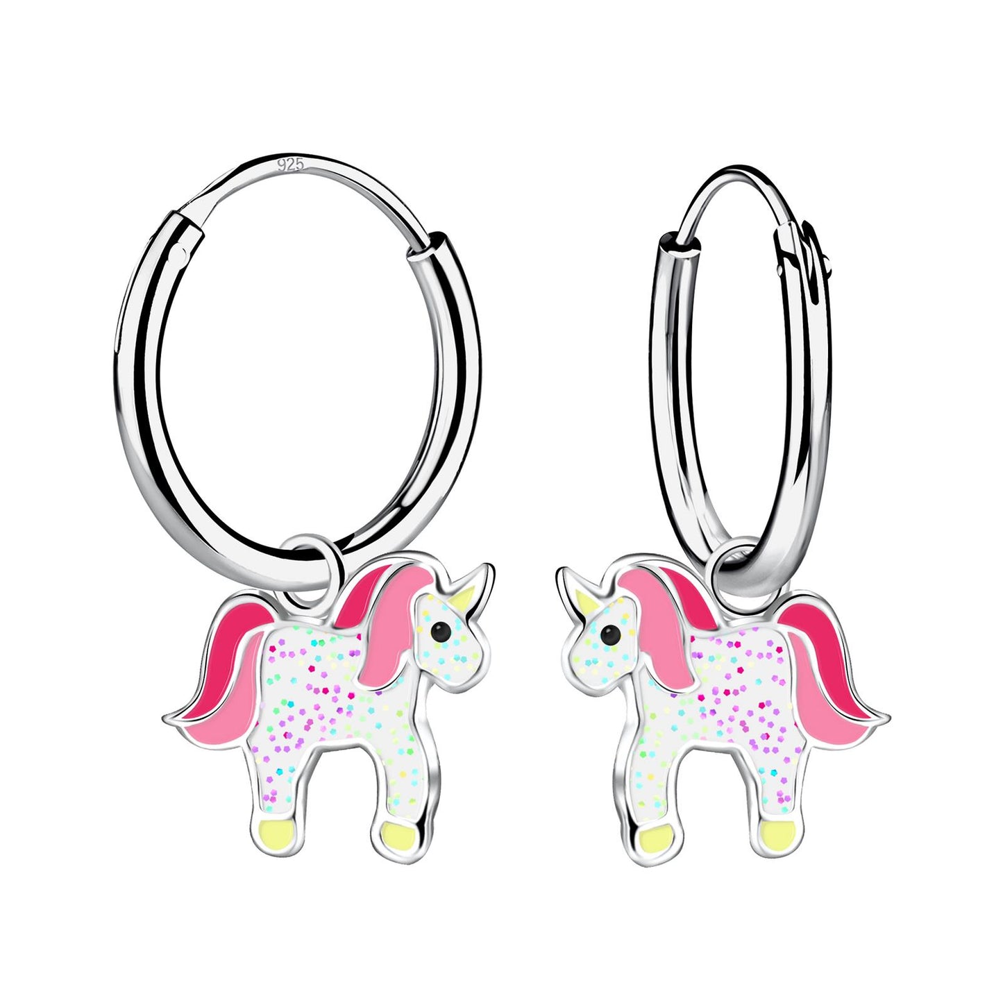 Mädchen Creolen Einhorn aus 925 Silber