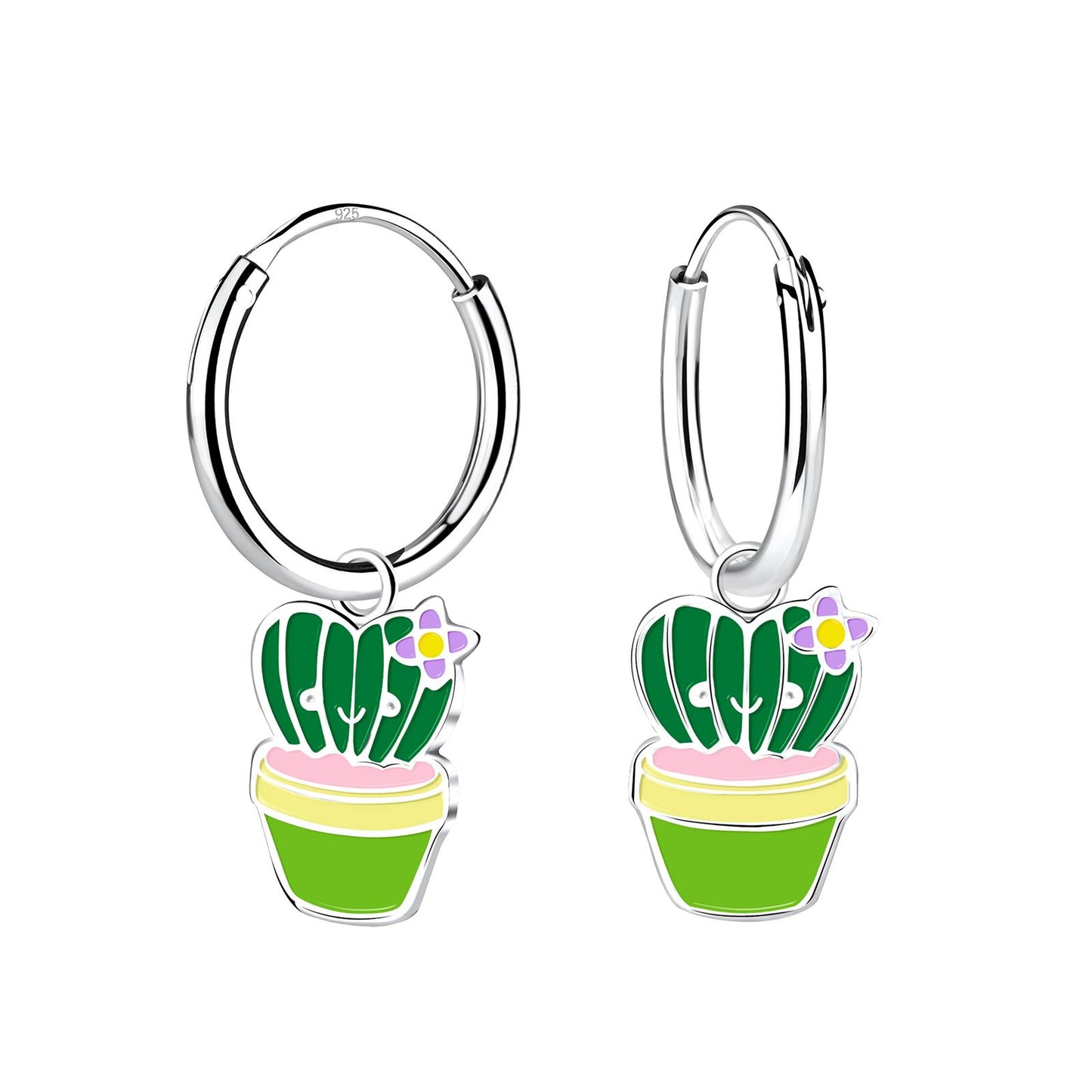 Kinder Creolen Kaktus aus 925 Silber