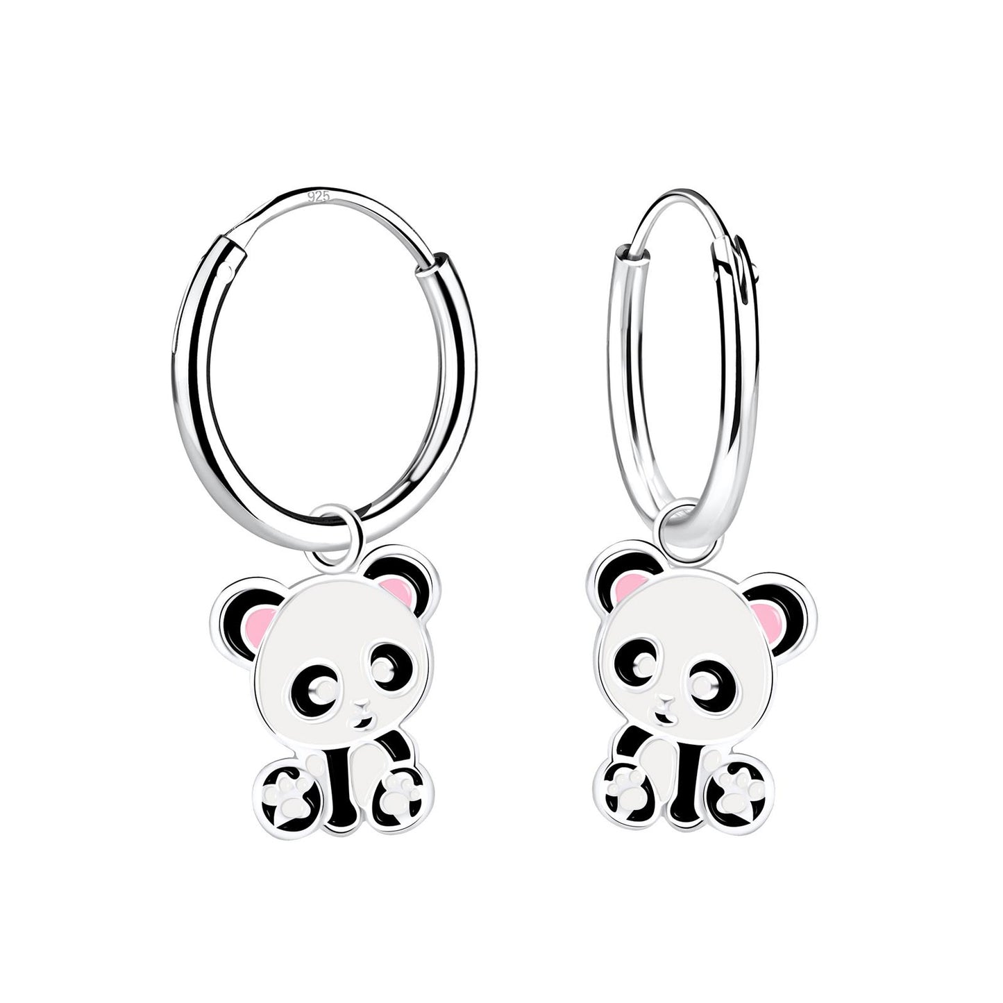 Kinder Creolen Panda aus 925 Silber