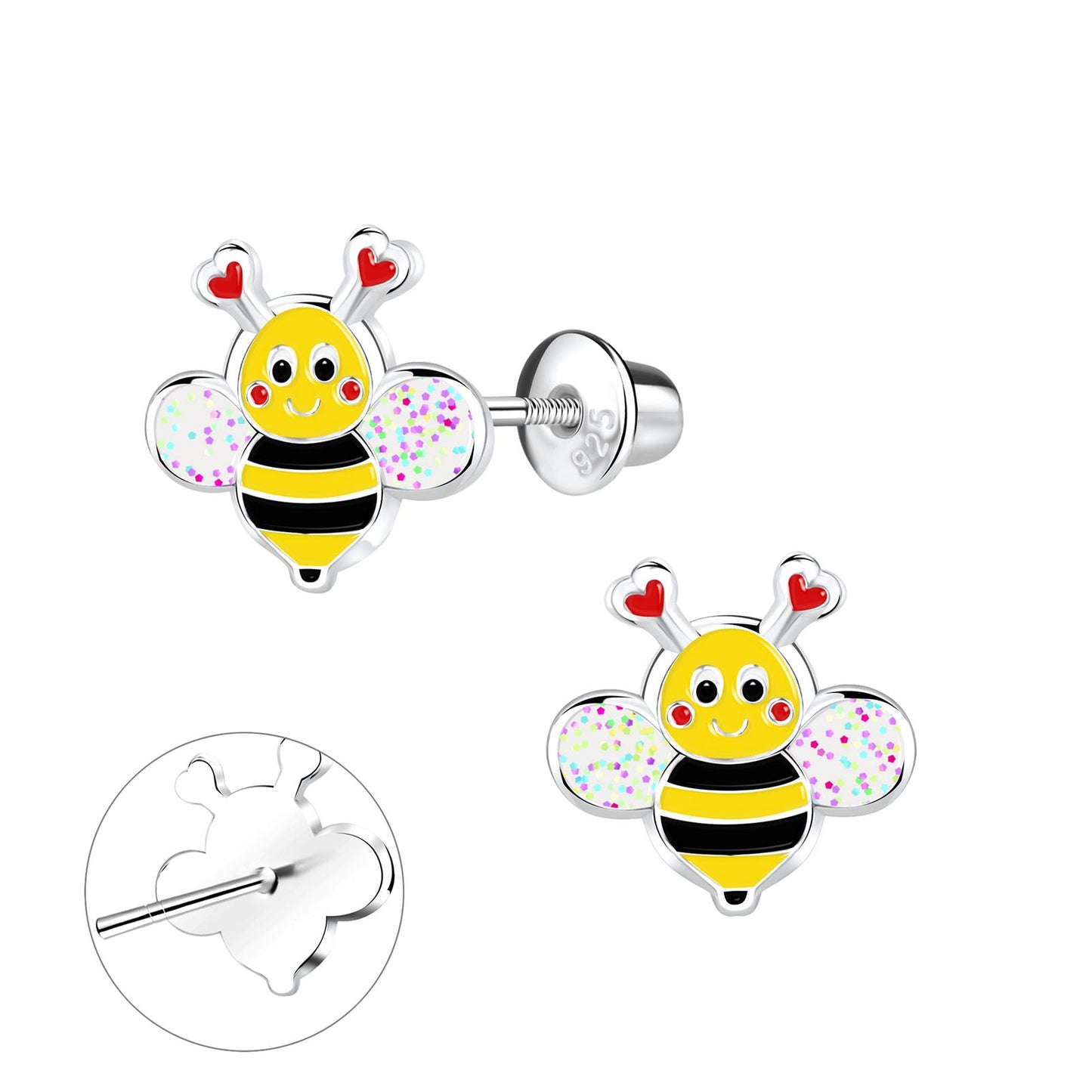 Kinder Ohrringe Bienen Schraubverschluss aus 925 Silber