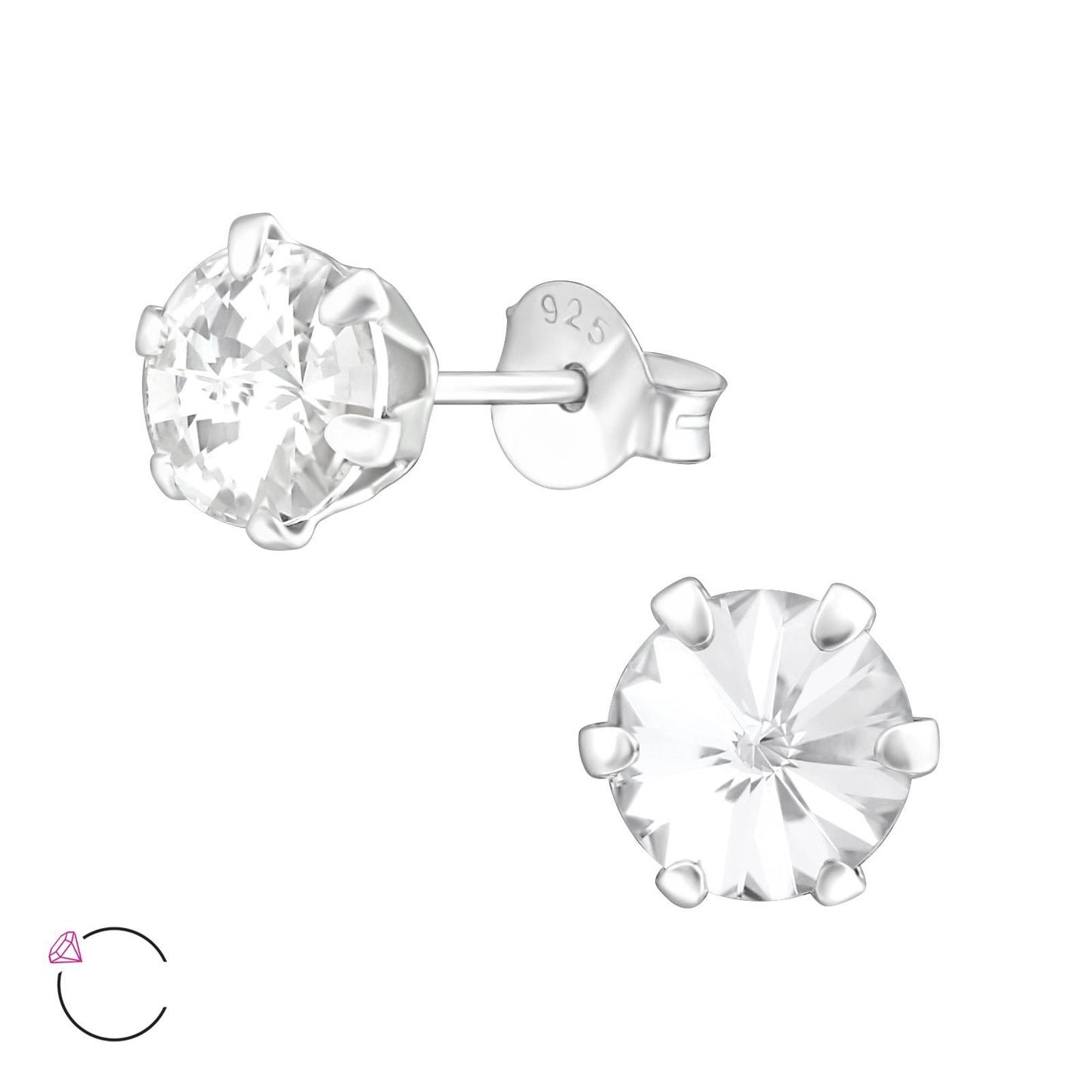 Kinderoorbellen met zirkonia, gemaakt van 925 zilver.