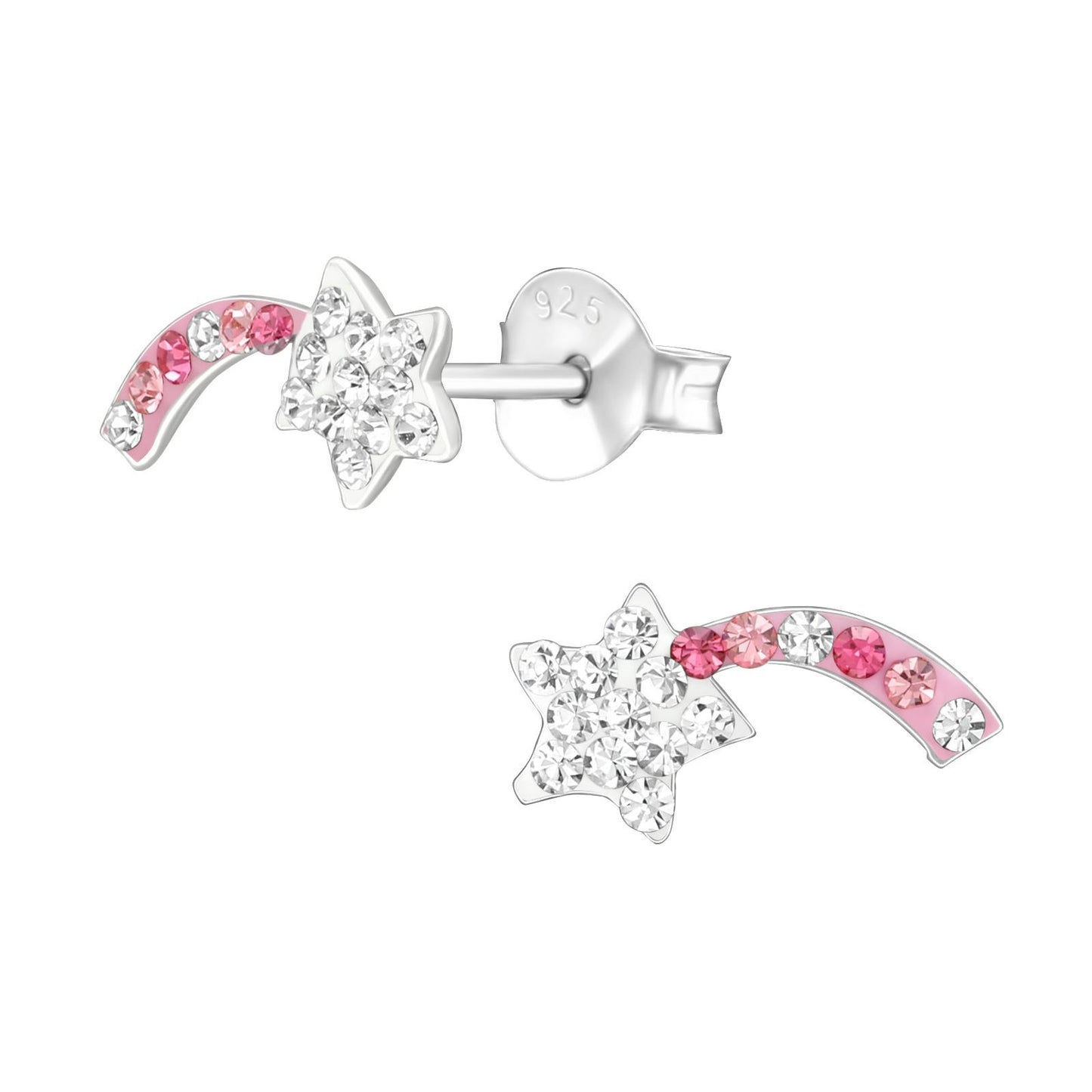 Oorbellen voor meisjes in de vorm van een vallende ster, gemaakt van 925 zilver.