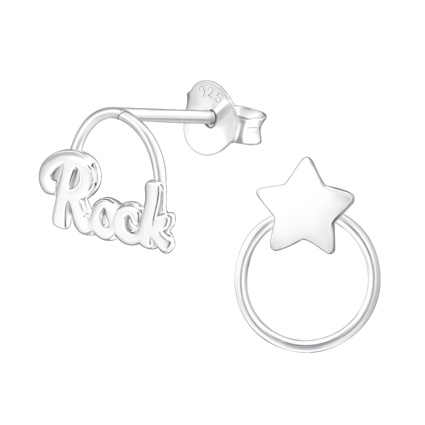 Kinderoorbellen in rocksterstijl, gemaakt van 925 zilver.
