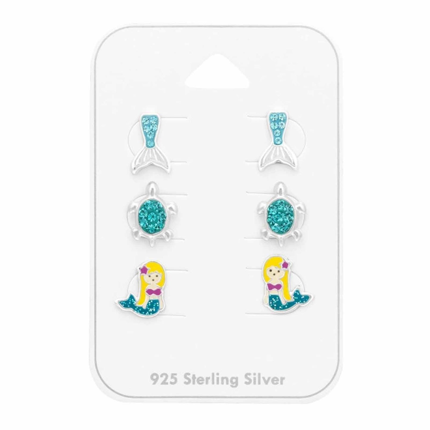 Kinderoorstekers met oceaankristallen, gemaakt van 925 zilver.