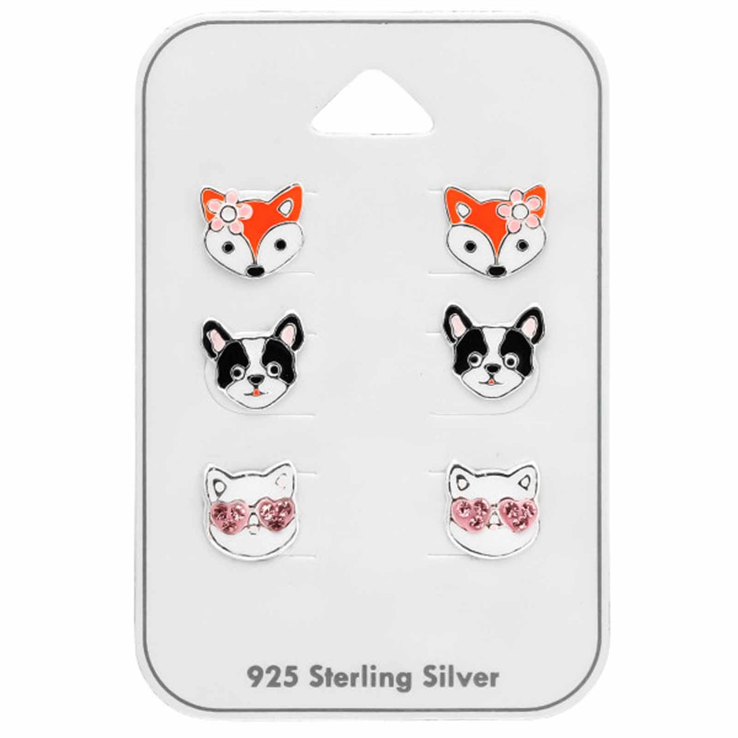 Kinder Ohrstecker & Ohrringe Set Tier aus 925 Silber