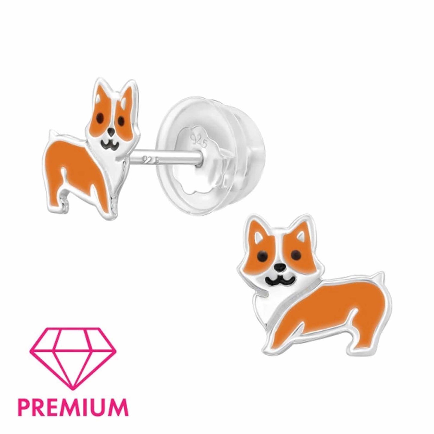 Kinder Ohrstecker Corgi Hund aus 925 Silber