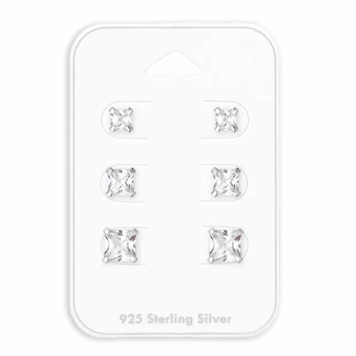 Kinder Ohrstecker Quadratische Zirkonia aus 925 Silber