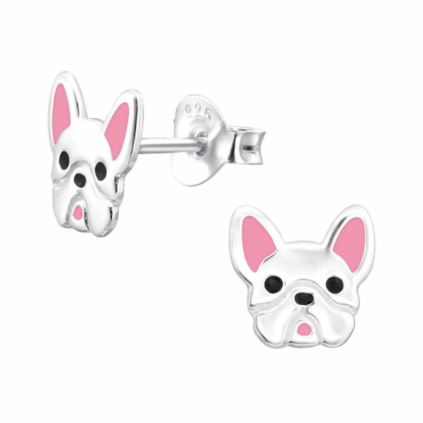 Kinder Ohrstecker Französische Bulldoggen aus 925 Silber