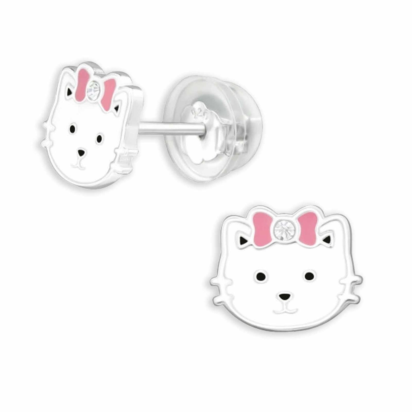 Girls' cat motif earrings made of 925 silver