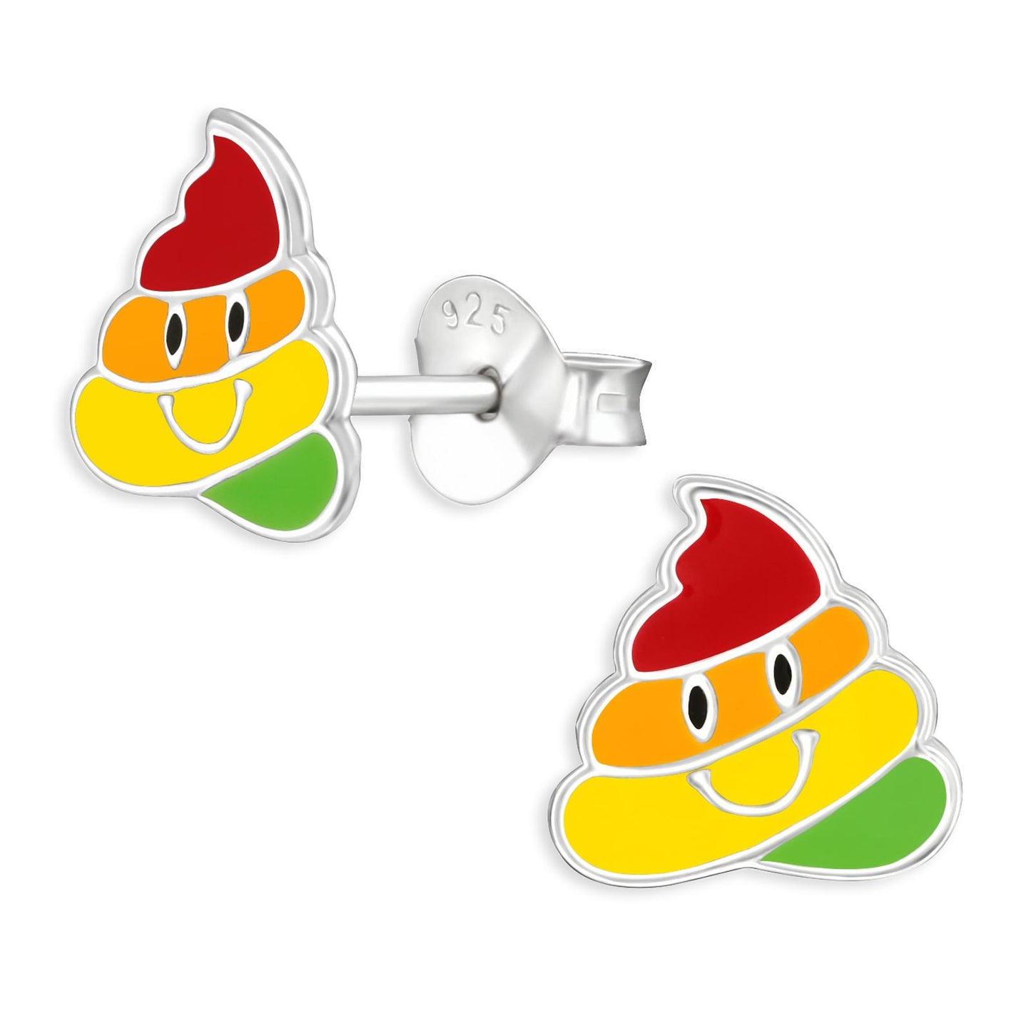 Kinder Ohrringe Kaka Emoji aus 925 Silber