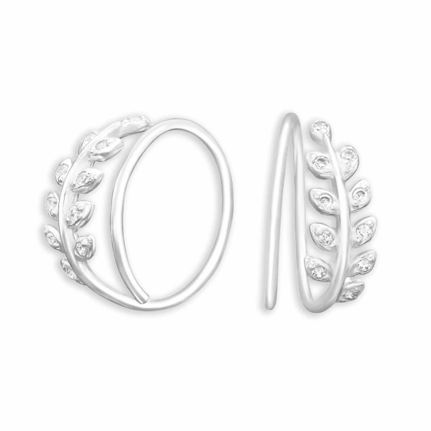 Kinderoorbellen in de vorm van een blad, gemaakt van 925 zilver.