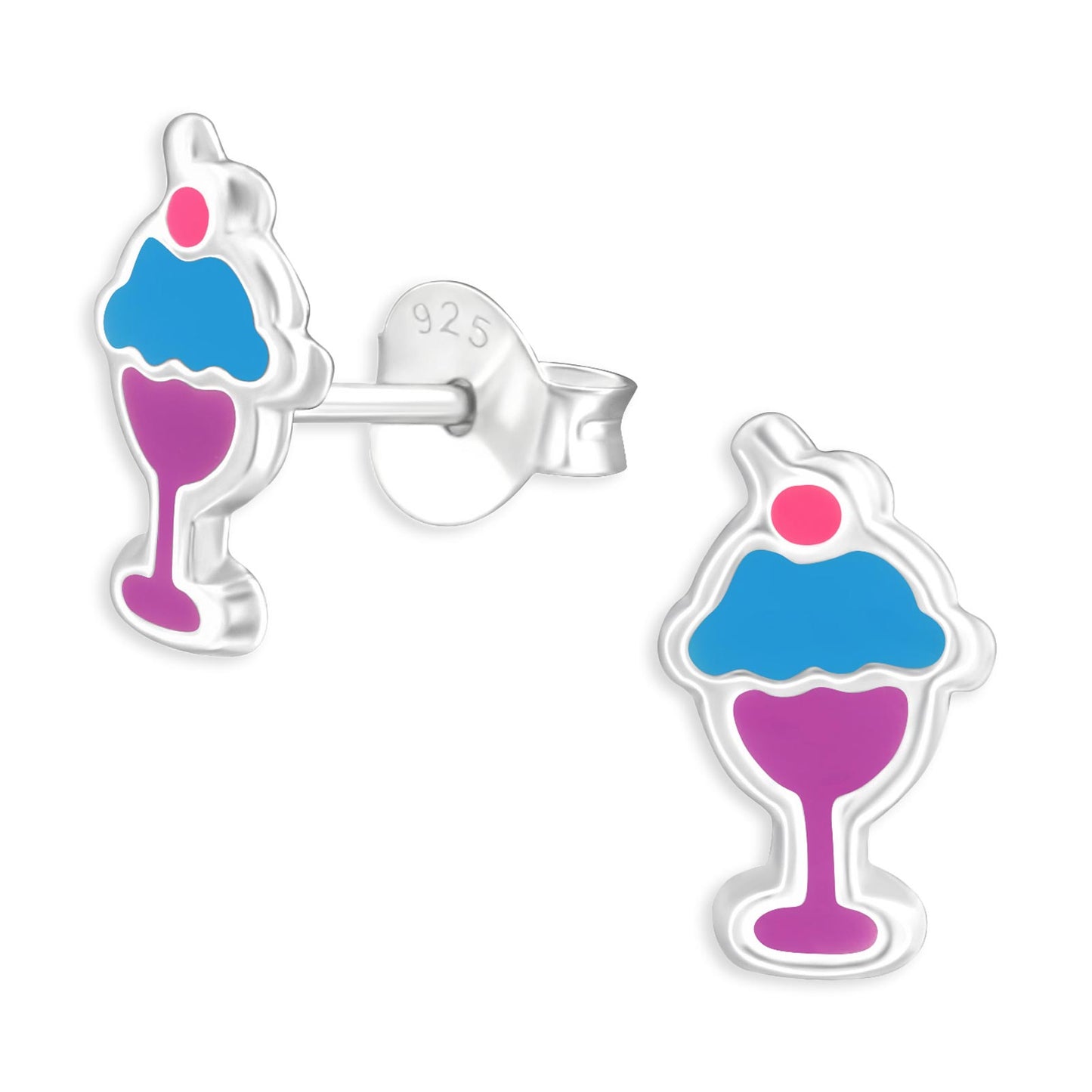 Children's earrings ice cream cone made of 925 silver