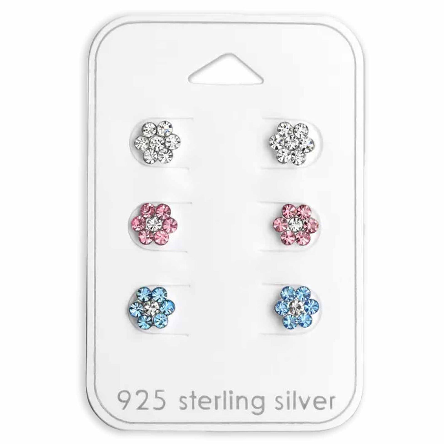 Kinderoorstekers, bloemoorstekers met kristallen, gemaakt van 925 zilver.