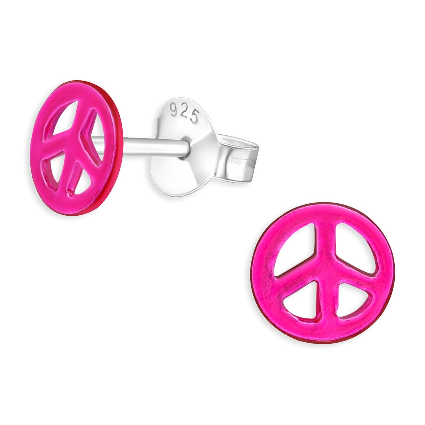 Kinder Ohrringe Peace Zeichen aus 925 Silber