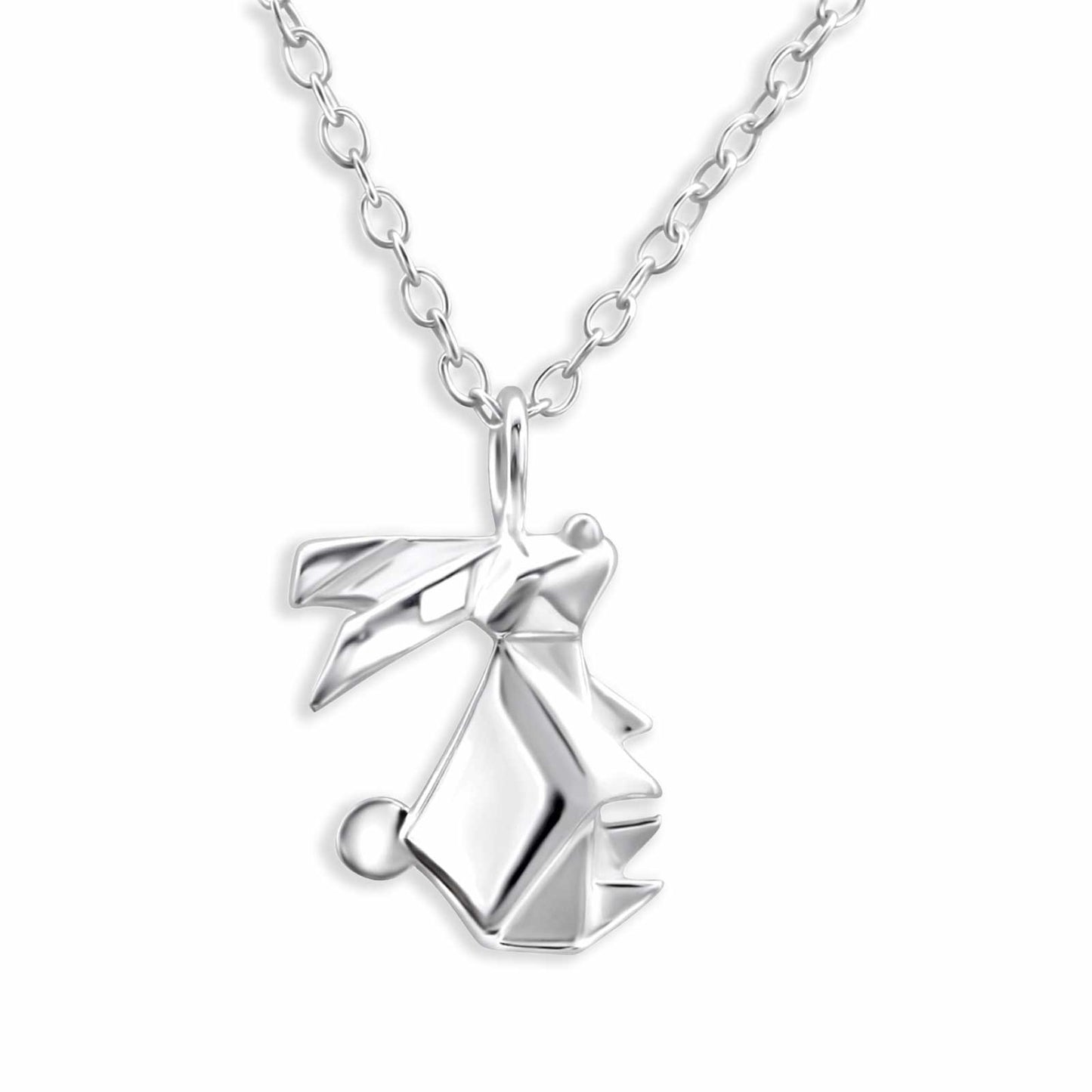 Kinder Halskette Origami Hasen aus 925 Silber