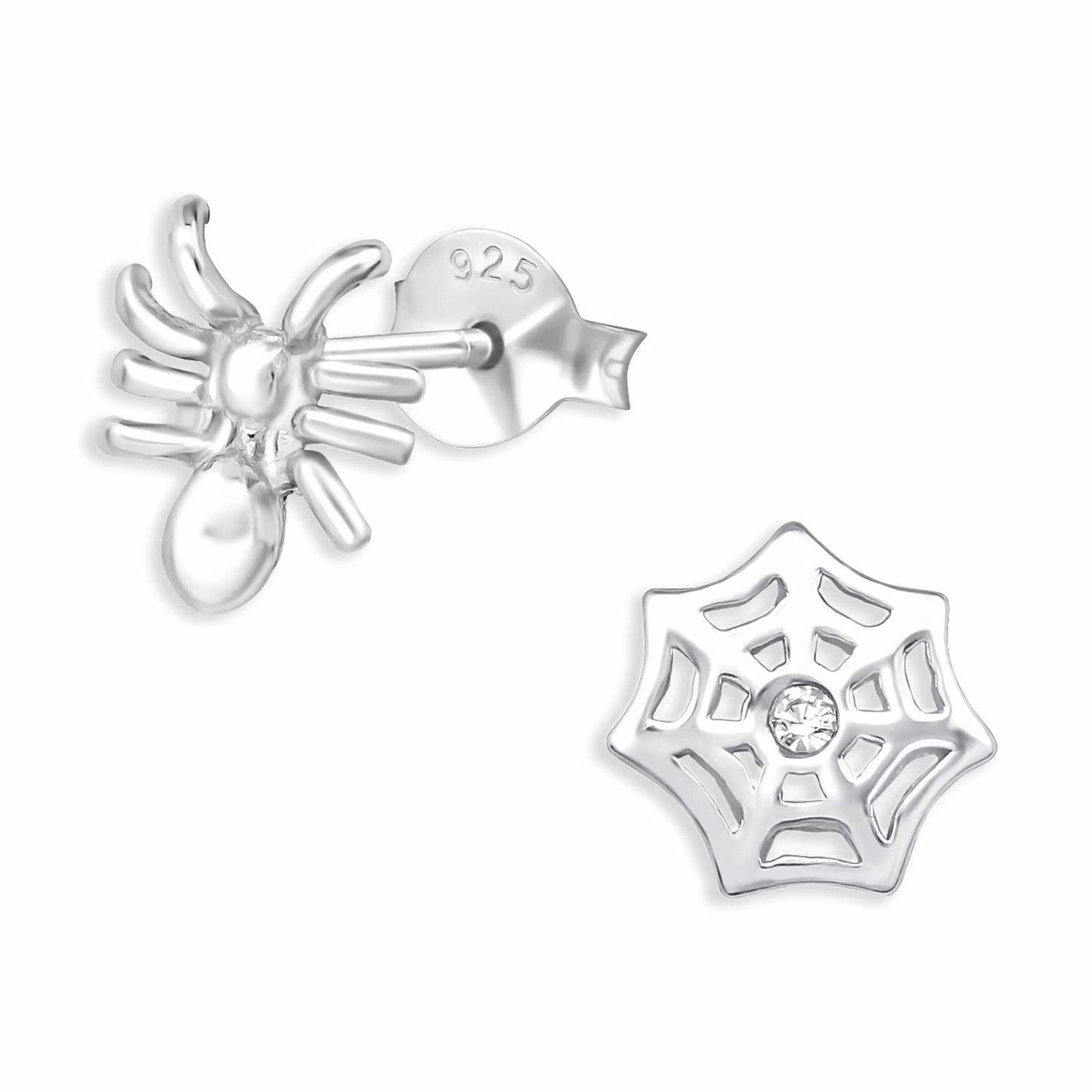 Kinder Ohrringe Spinne mit Spinnennetz aus 925 Silber