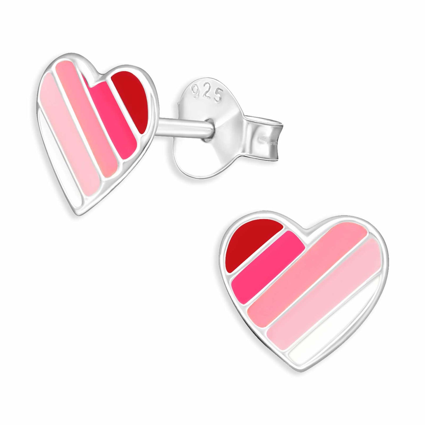 Mädchen Ohrringe Pinke Herz aus 925 Silber