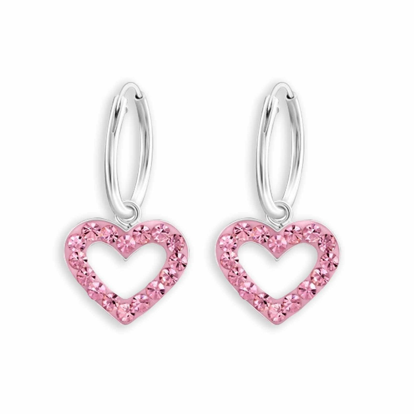 Mädchen Creolen Herzanhänger aus 925 Silber