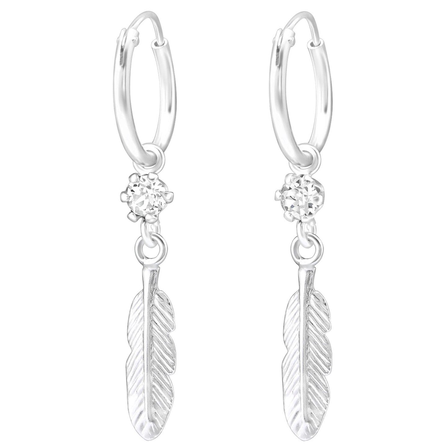 Kinder Ohrringe Feder aus 925 Silber