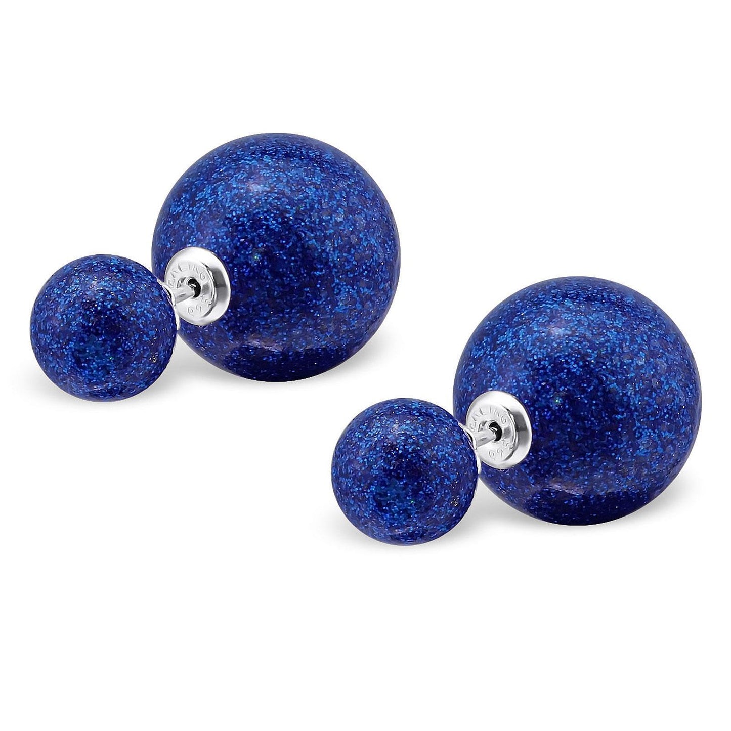 Children's earrings, double ball, made of 925 silver
