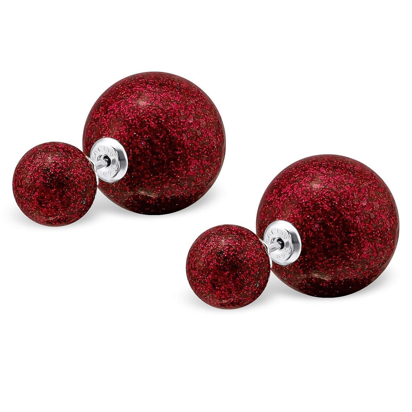 Kinder Ohrringe Doppel Kugel aus 925 Silber