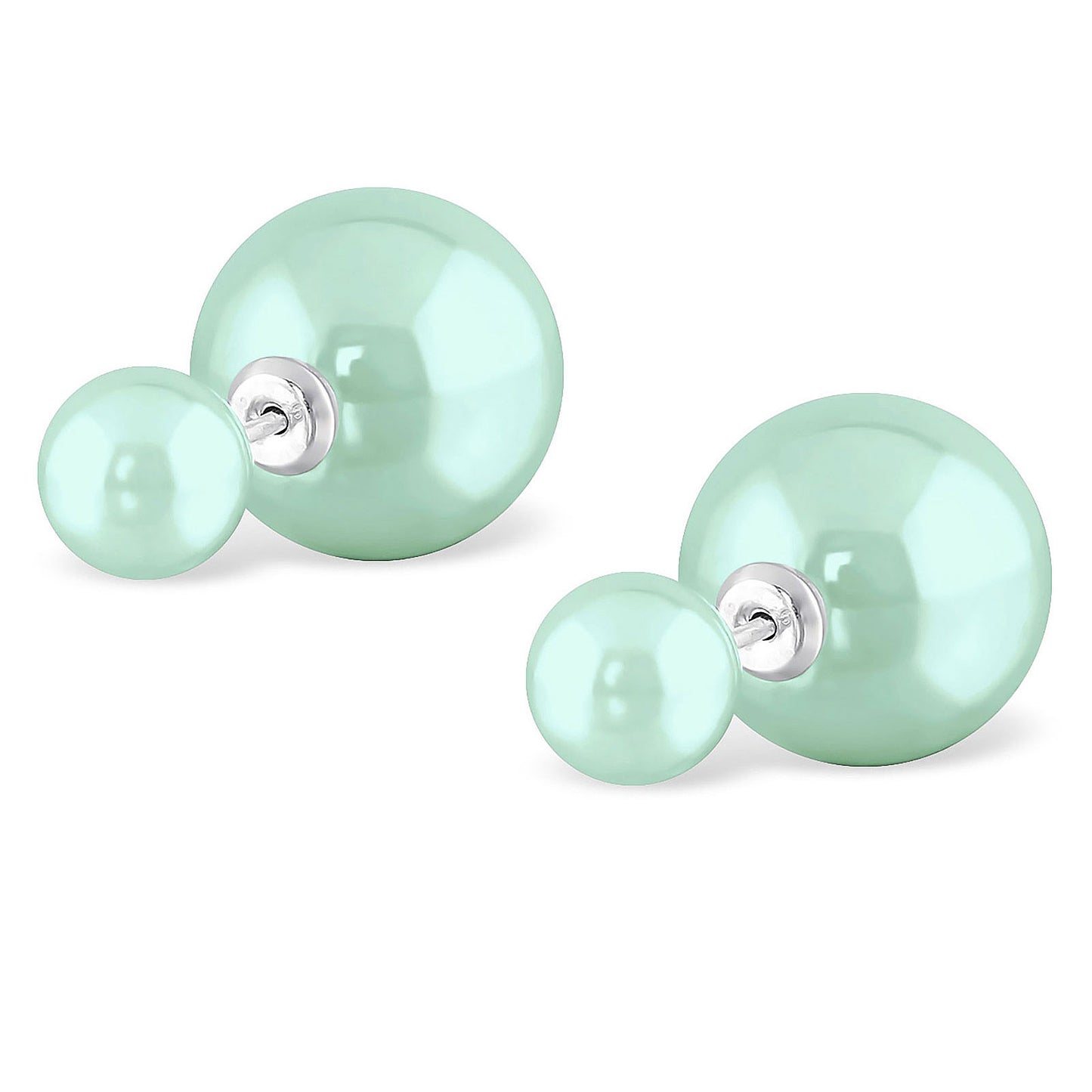 Kinder Ohrringe Doppel Kugel aus 925 Silber