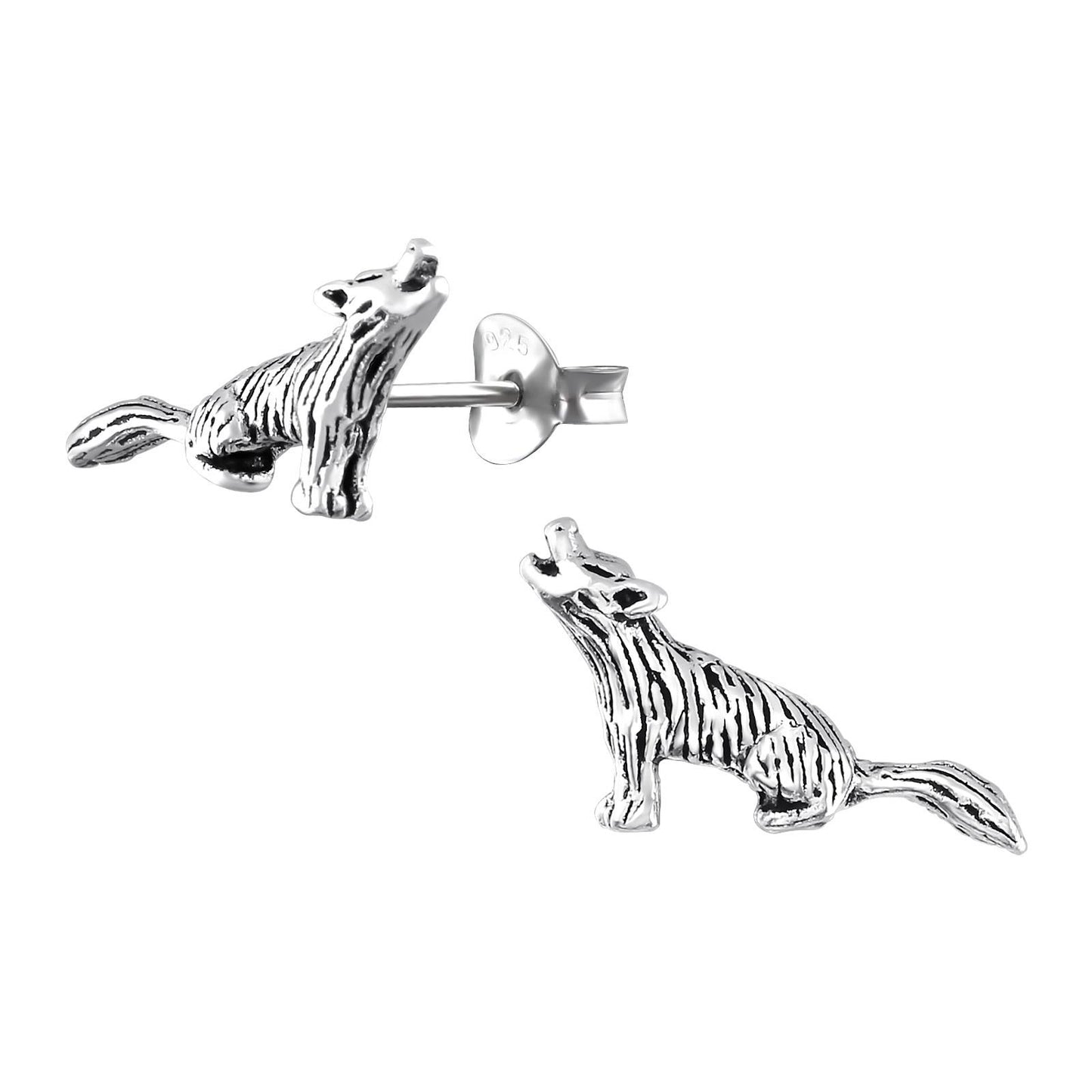 Kinder Ohrringe Wolf aus 925 Silber