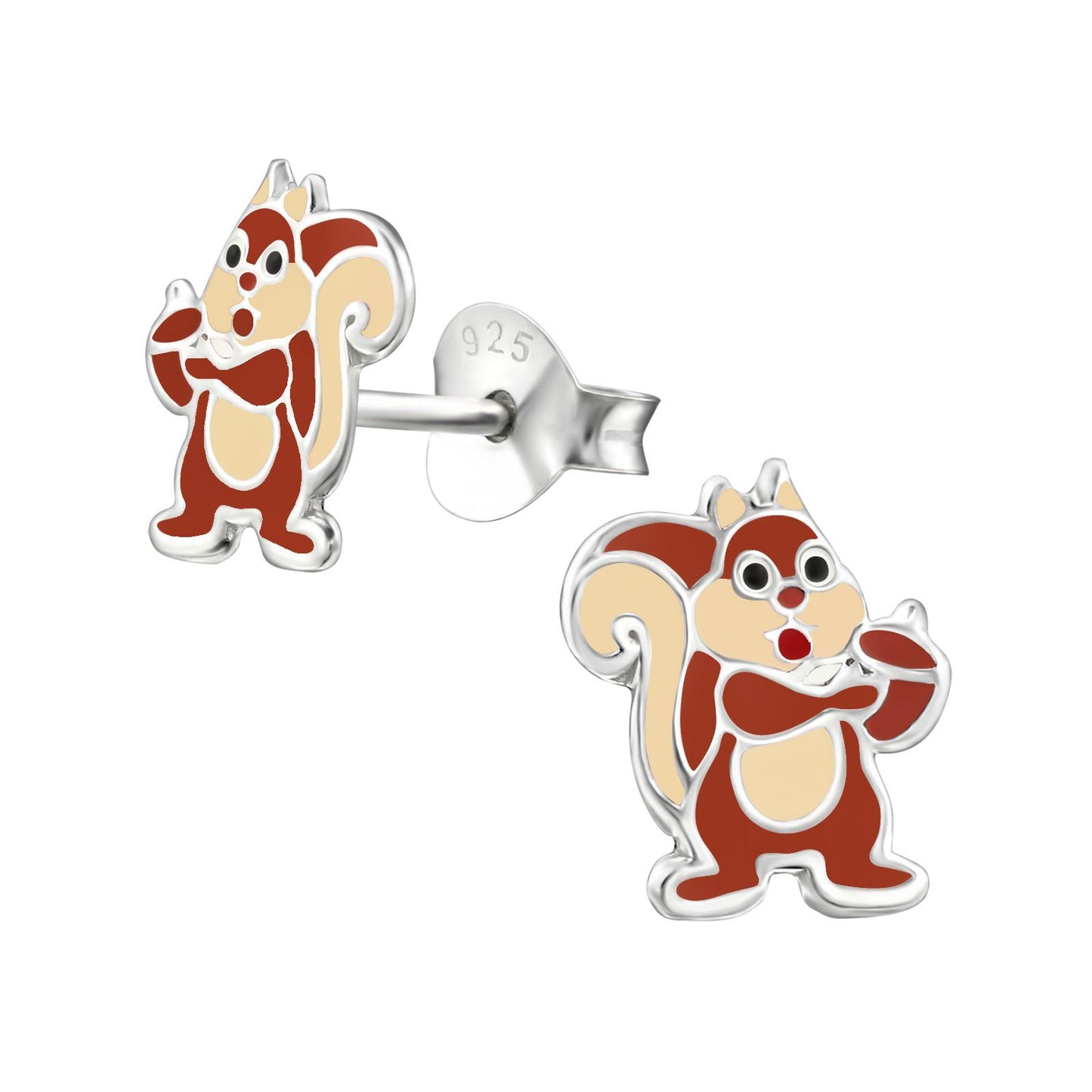 Kinder Ohrringe Eichhörnchen Nuss aus 925 Silber