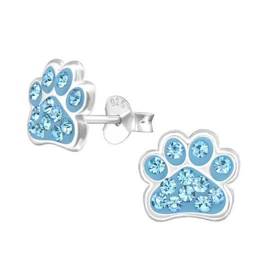 Children's paw print earrings made of 925 silver
