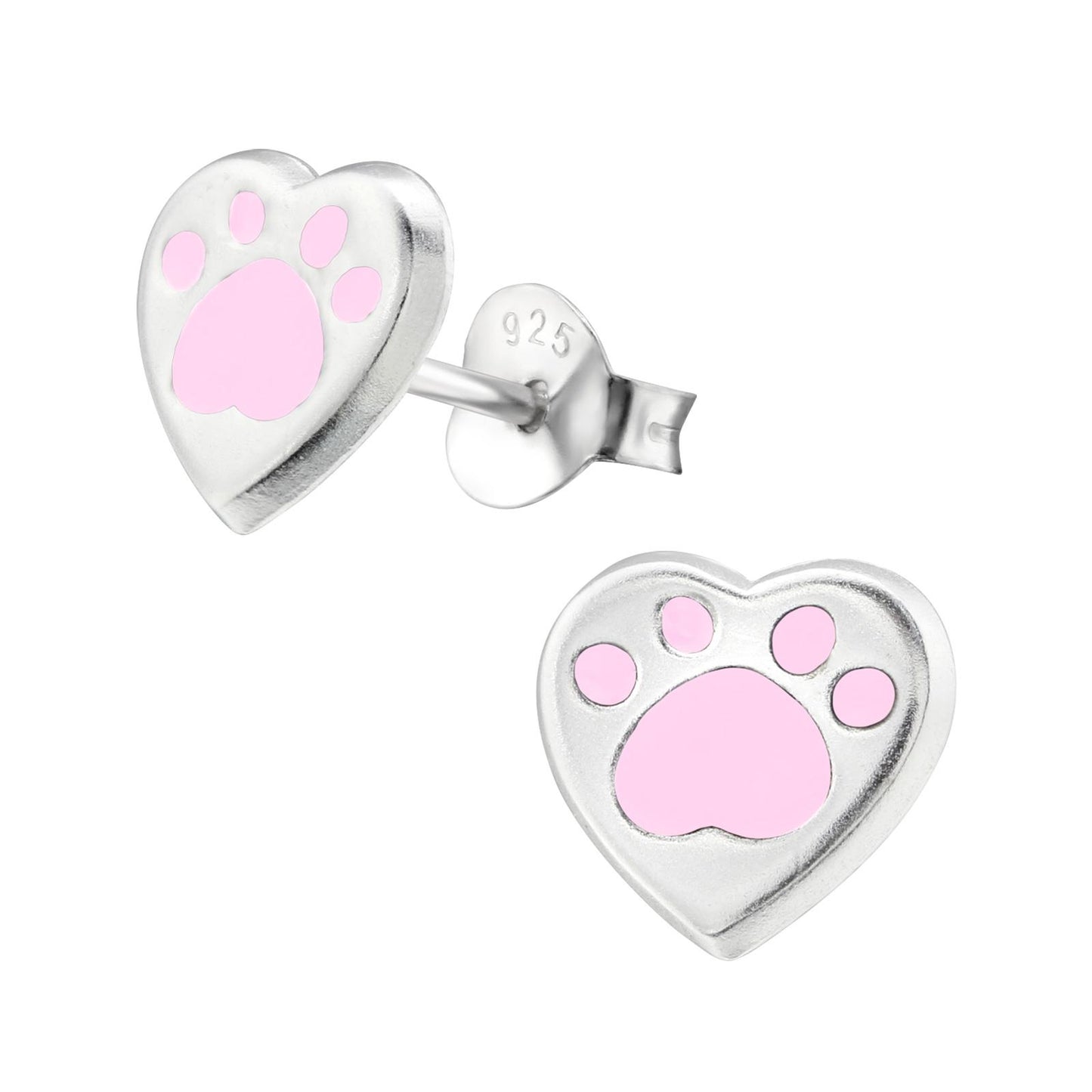 Mädchen Ohrringe Herzpfoten aus 925 Silber