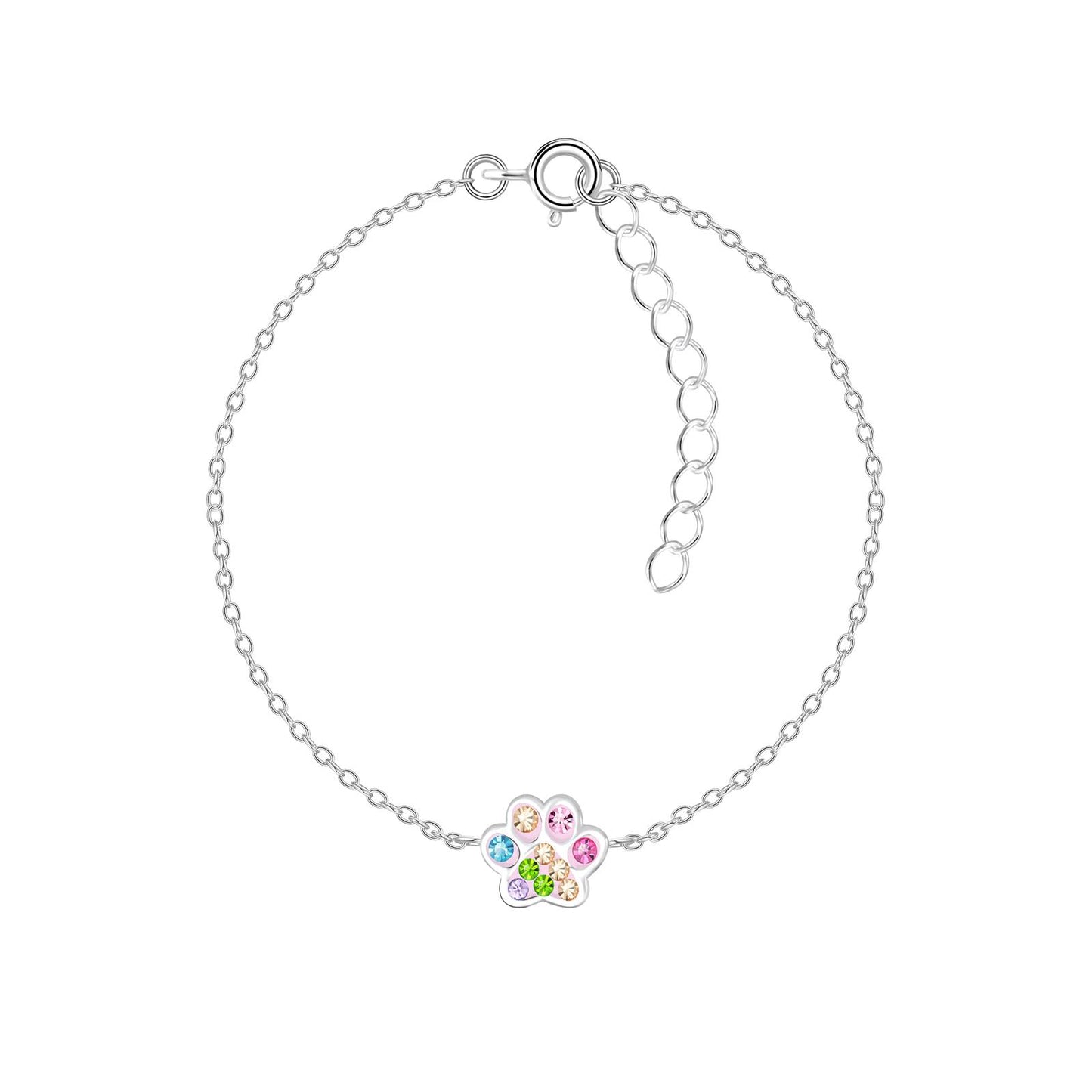 Kinderarmband met pootafdruk, gemaakt van 925 zilver.