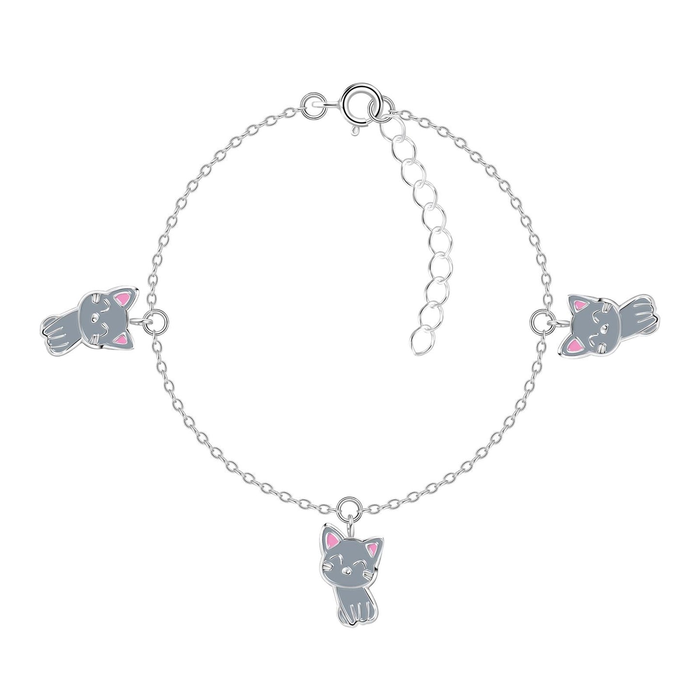 Kinder Armband Katzen aus 925 Silber