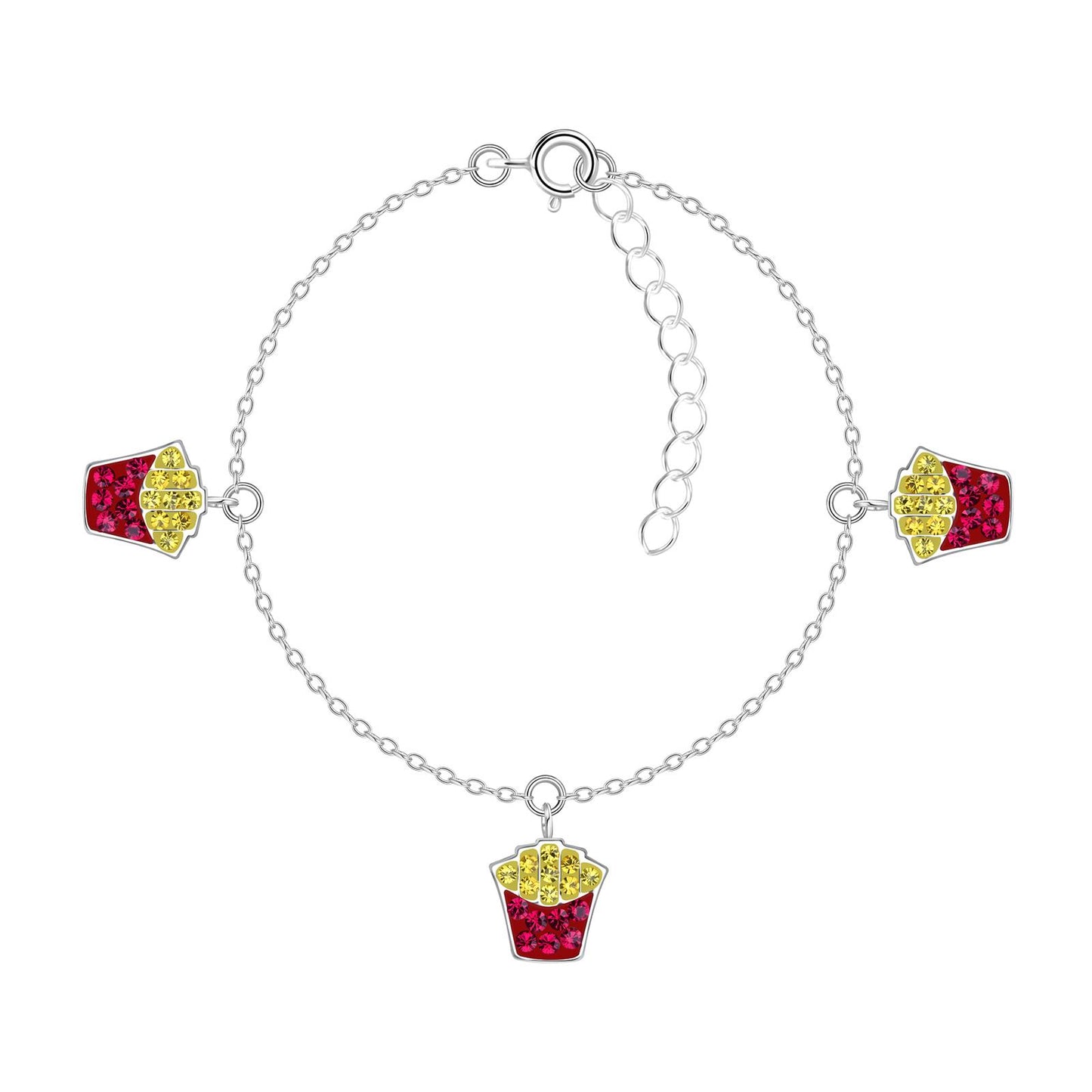Children's bracelet with French fries design, made of 925 silver