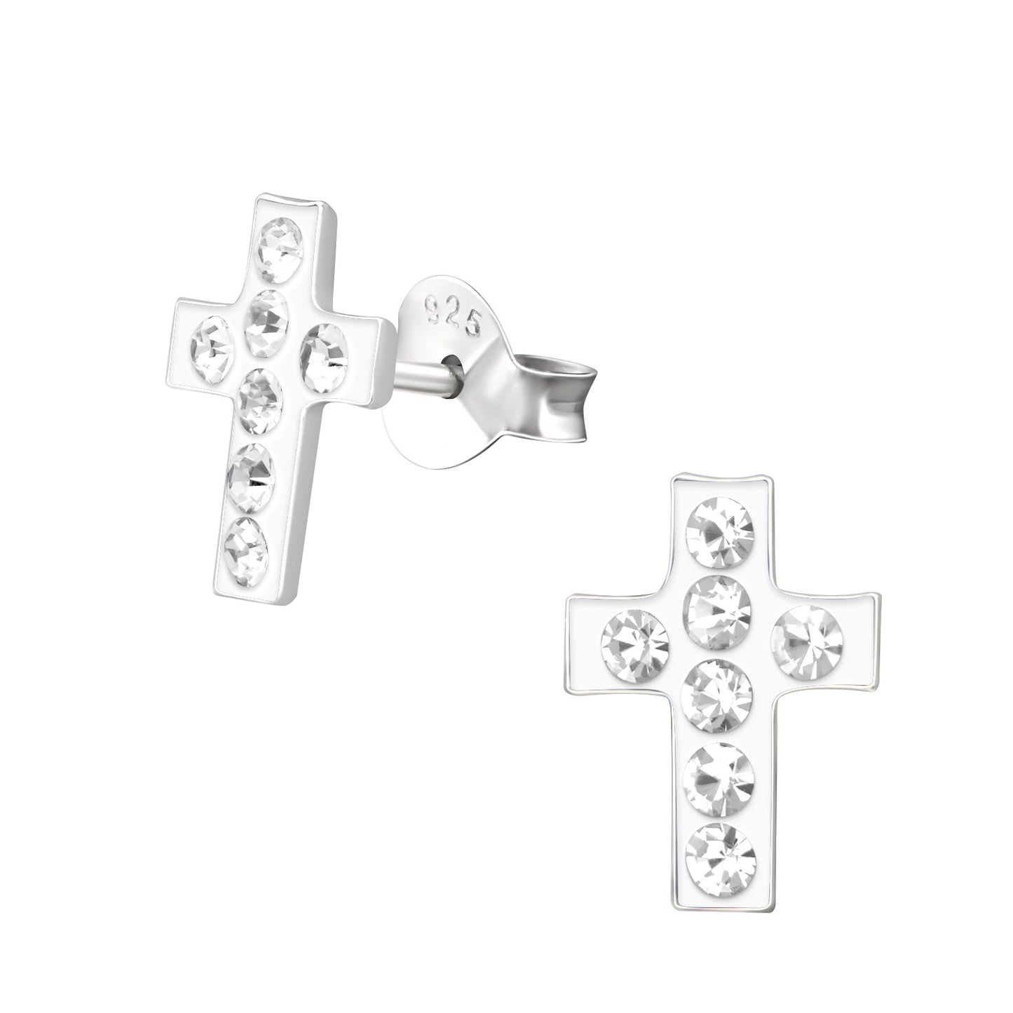 Children's cross earrings made of 925 silver