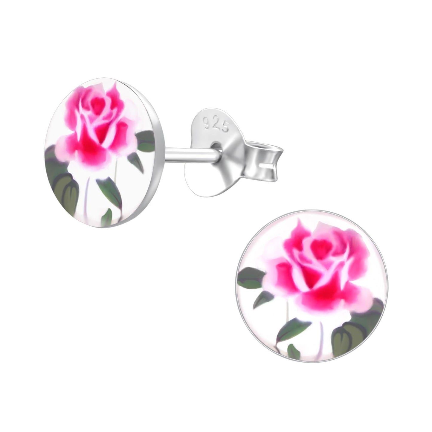 Girls' rose earrings made of 925 silver