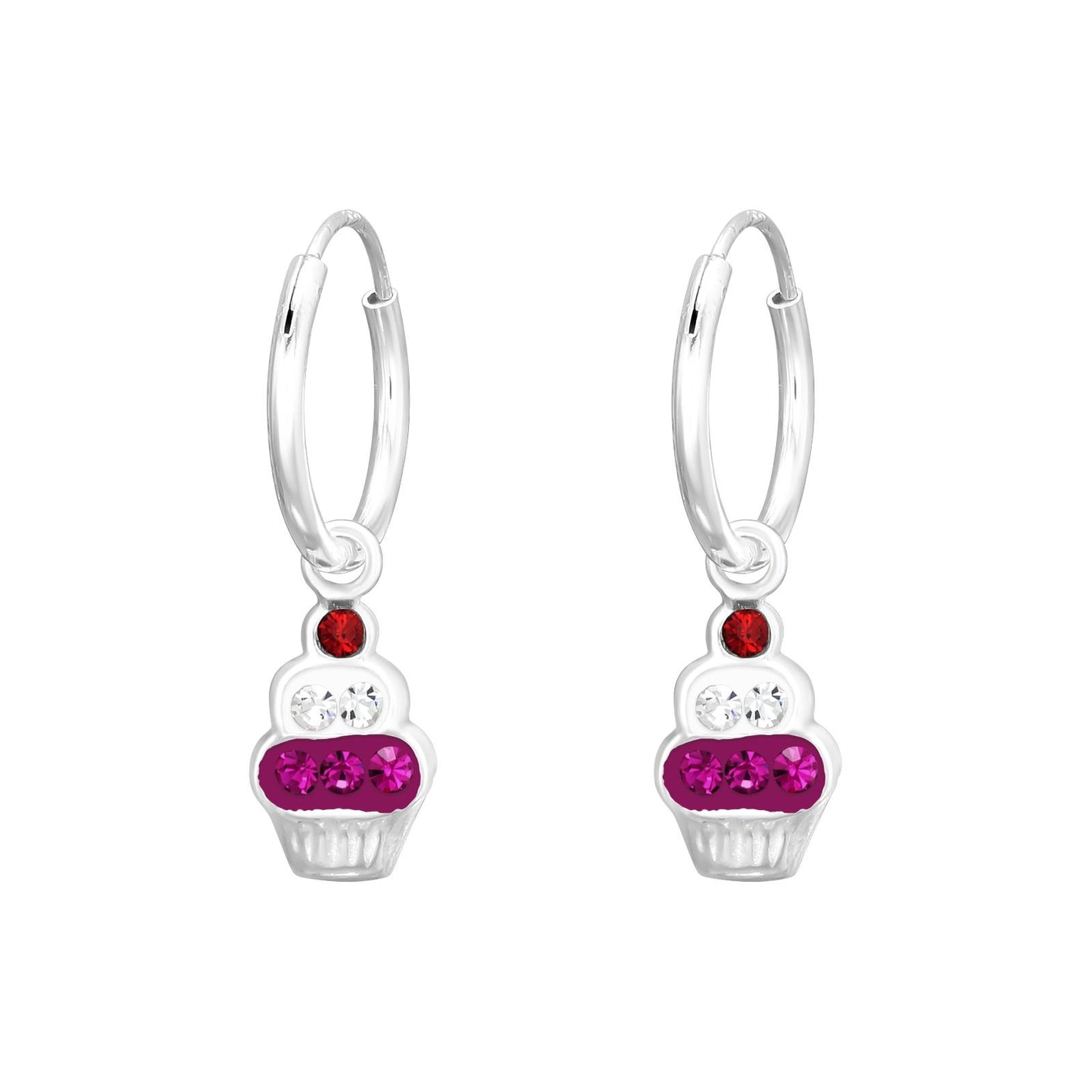 Kinder Creolen Cupcake aus 925 Silber