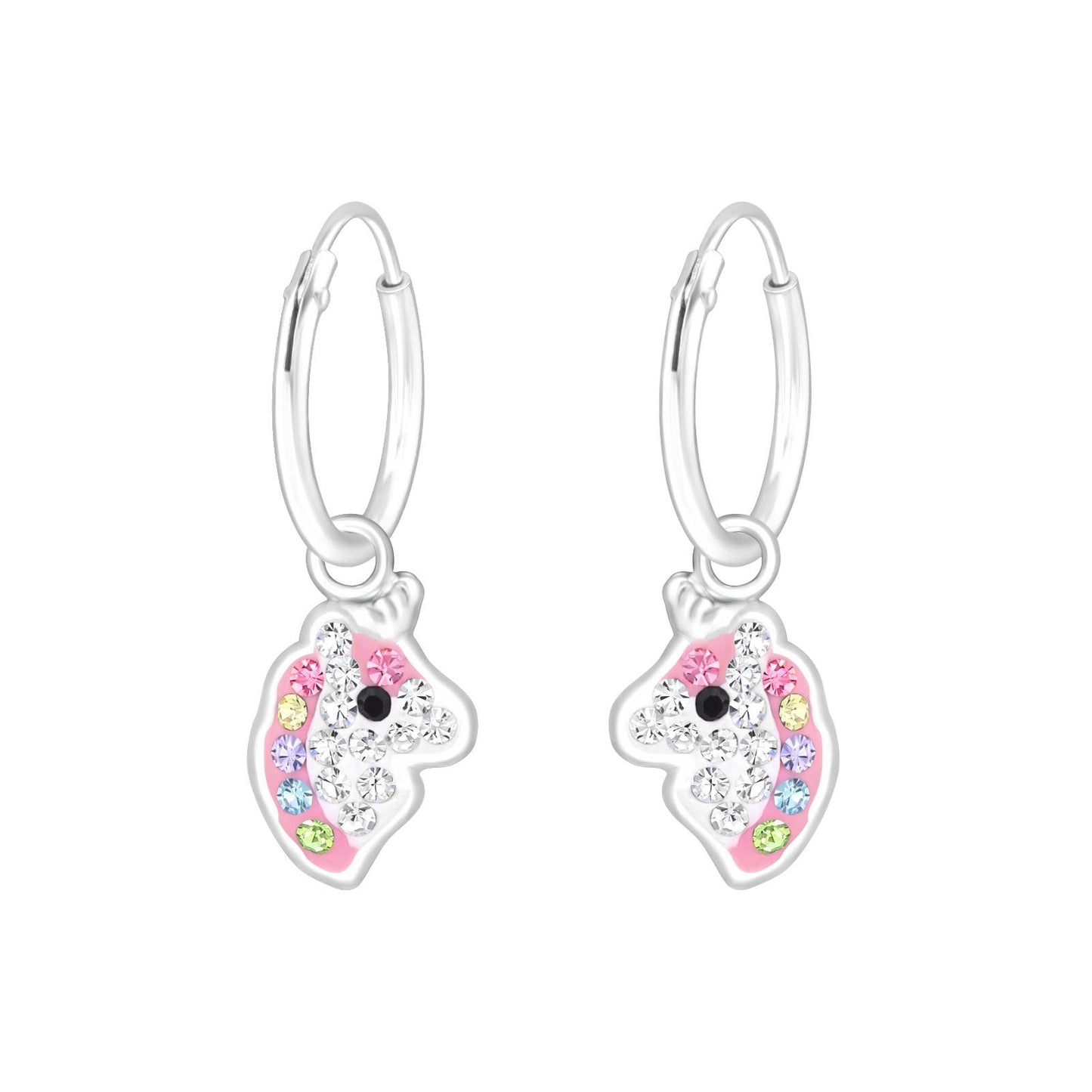 Mädchen Creolen Einhorn aus 925 Silber