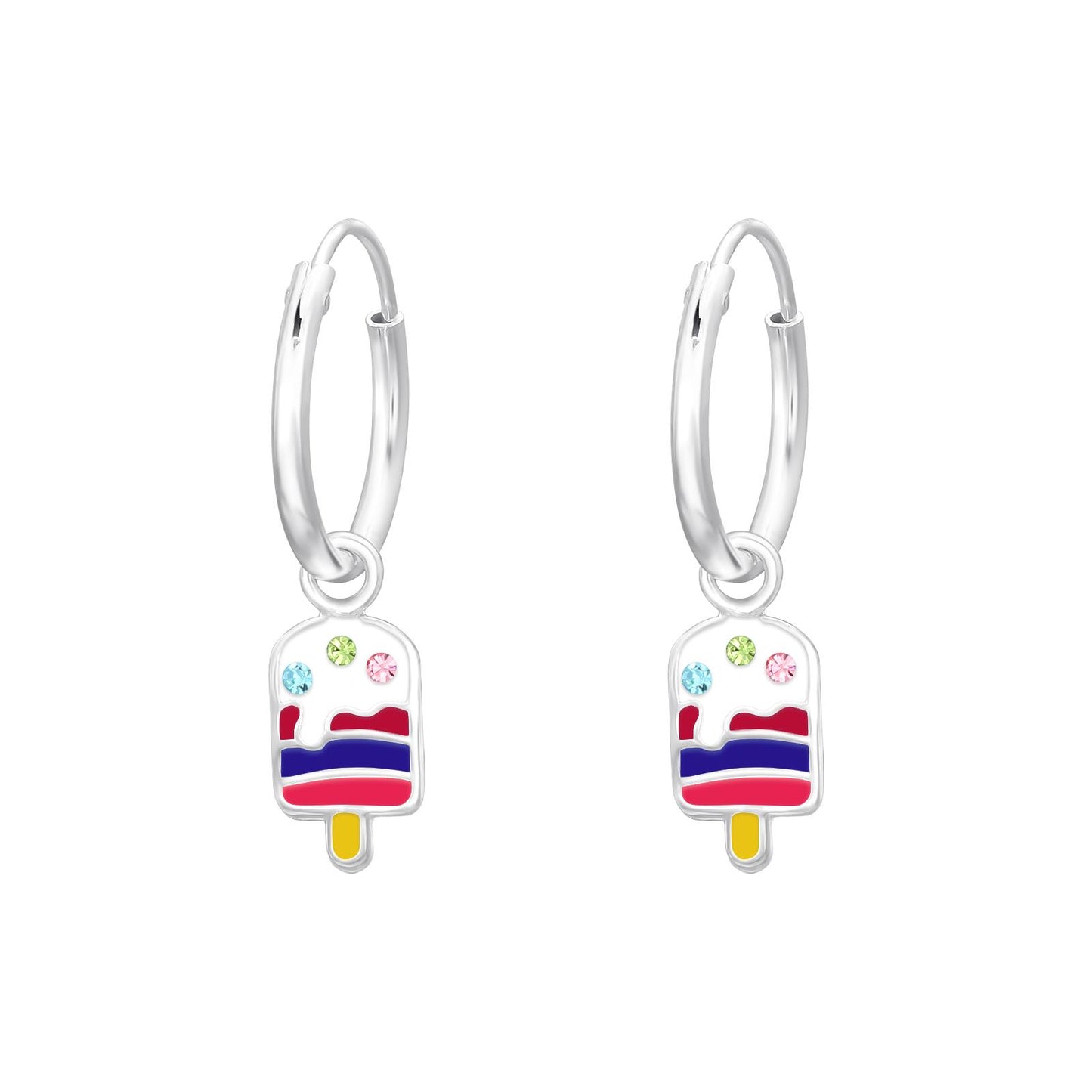 Kinder Creolen Eiscreme aus 925 Silber