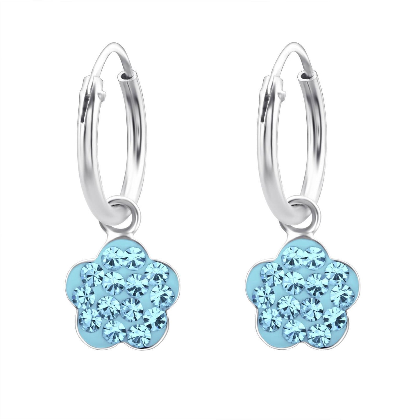 Mädchen Creolen Blume aus 925 Silber