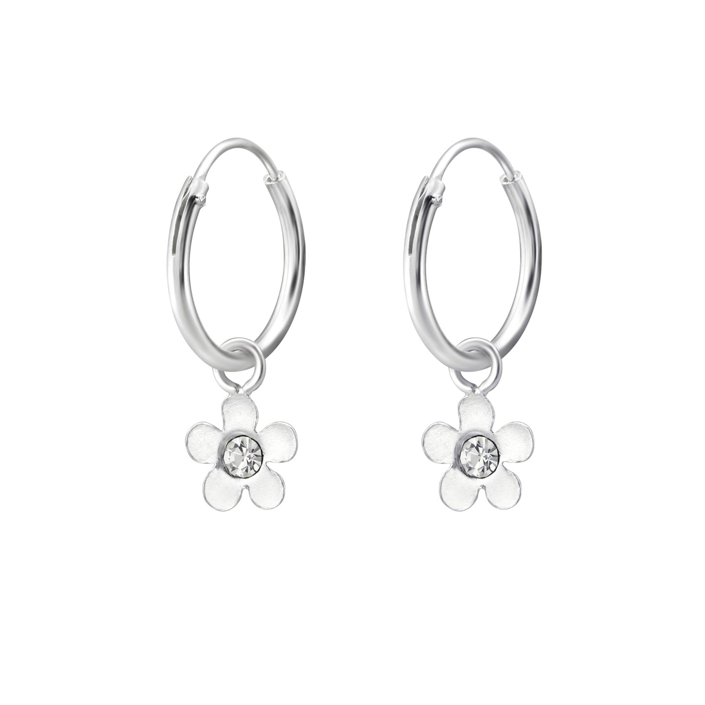 Mädchen Creolen Blume aus 925 Silber