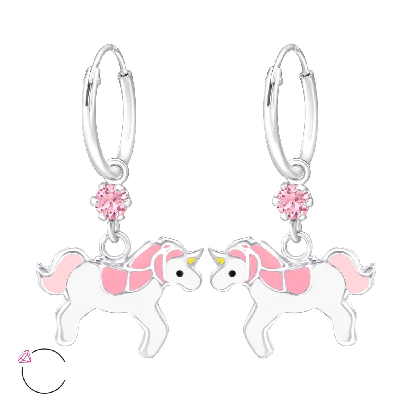 Mädchen Creolen Einhorn aus 925 Silber