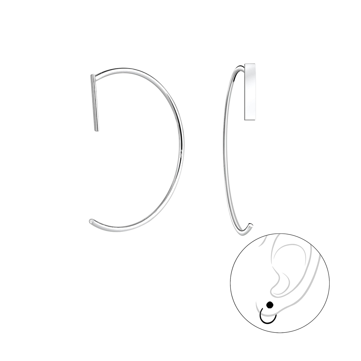 Kinder Creolen Stab aus 925 Silber