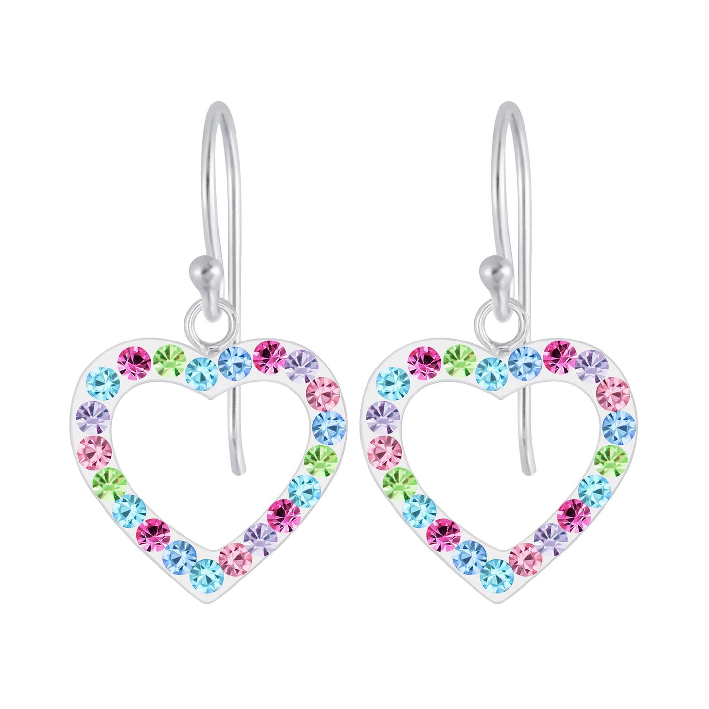 Hartvormige oorbellen voor meisjes, gemaakt van 925 zilver.