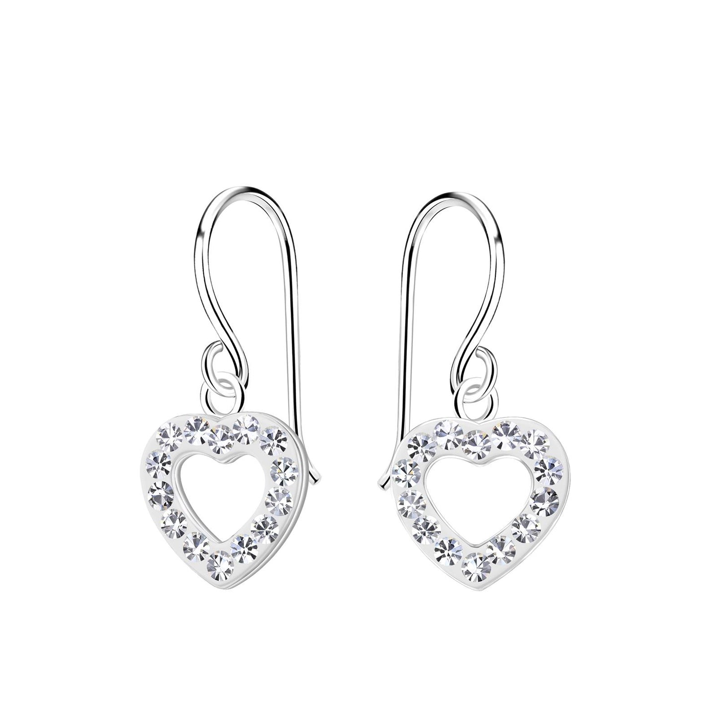 Hartvormige oorbellen voor meisjes, gemaakt van 925 zilver.