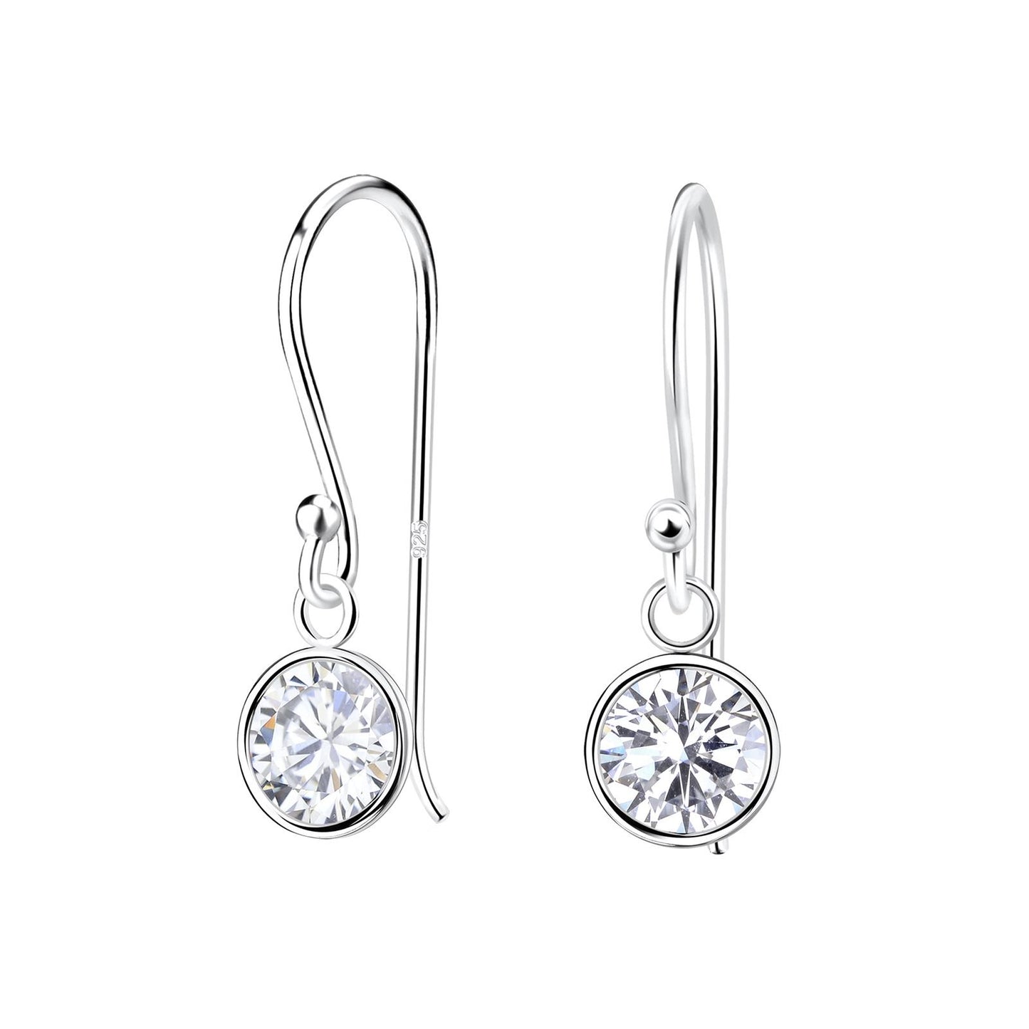 Kinder Ohrringe 6mm Runde Zirkonia aus 925 Silber