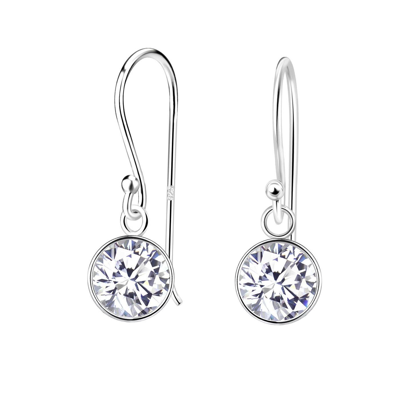 Kinder Ohrringe 7mm Runde Zirkonia aus 925 Silber