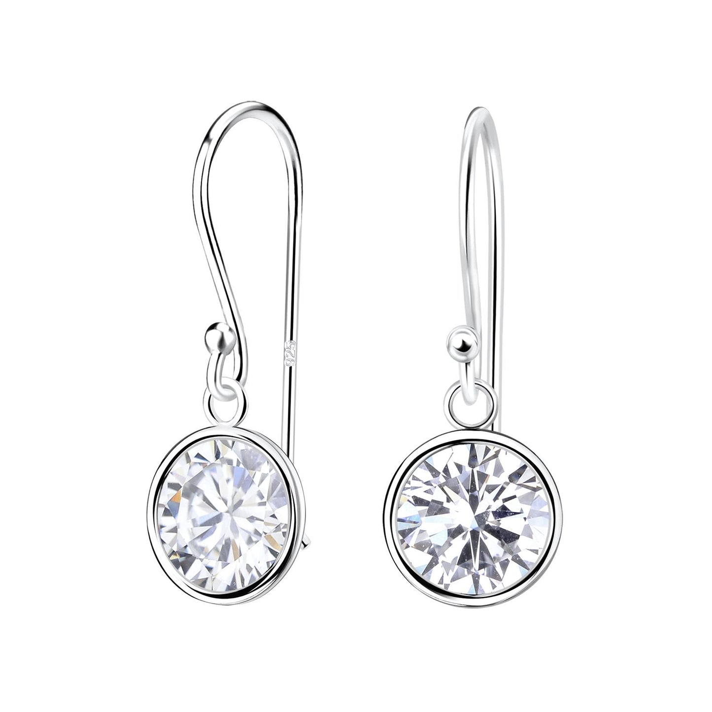 Kinder Ohrringe 8mm Runde Zirkonia aus 925 Silber